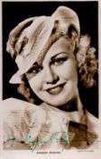 Ginger Rogers Signed 5x3 inch approx Black and White Photo. Signed in green ink. Good Condition. All