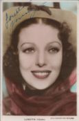 Loretta Young Signed 5x3 colour photo. Good Condition. All autographs come with a Certificate of