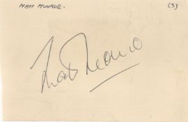 Matt Monro signed small album page. Jon Tremaine on reverse. Good Condition. All autographs come