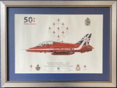 Red Arrows Team signed Hawk Squadron Print 2014. Professionally Framed and mounted to overall size