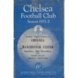Football Chelsea FC Vintage Matchday Programme Vs Man Utd on 10/11/1951 at Stamford Bridge at 2.