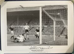 Football Jimmy Greaves Signed 19x14 inch Black and White Print Showing Greaves During England V