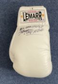 James Cook MBE Signed Lemarr White Boxing Glove. Signed in black ink. Good condition. All autographs