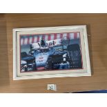 F1 Mika Hakkinen (The Flying Finn) Signed 19x12 Personalised Colour Poster. Signed in black ink.