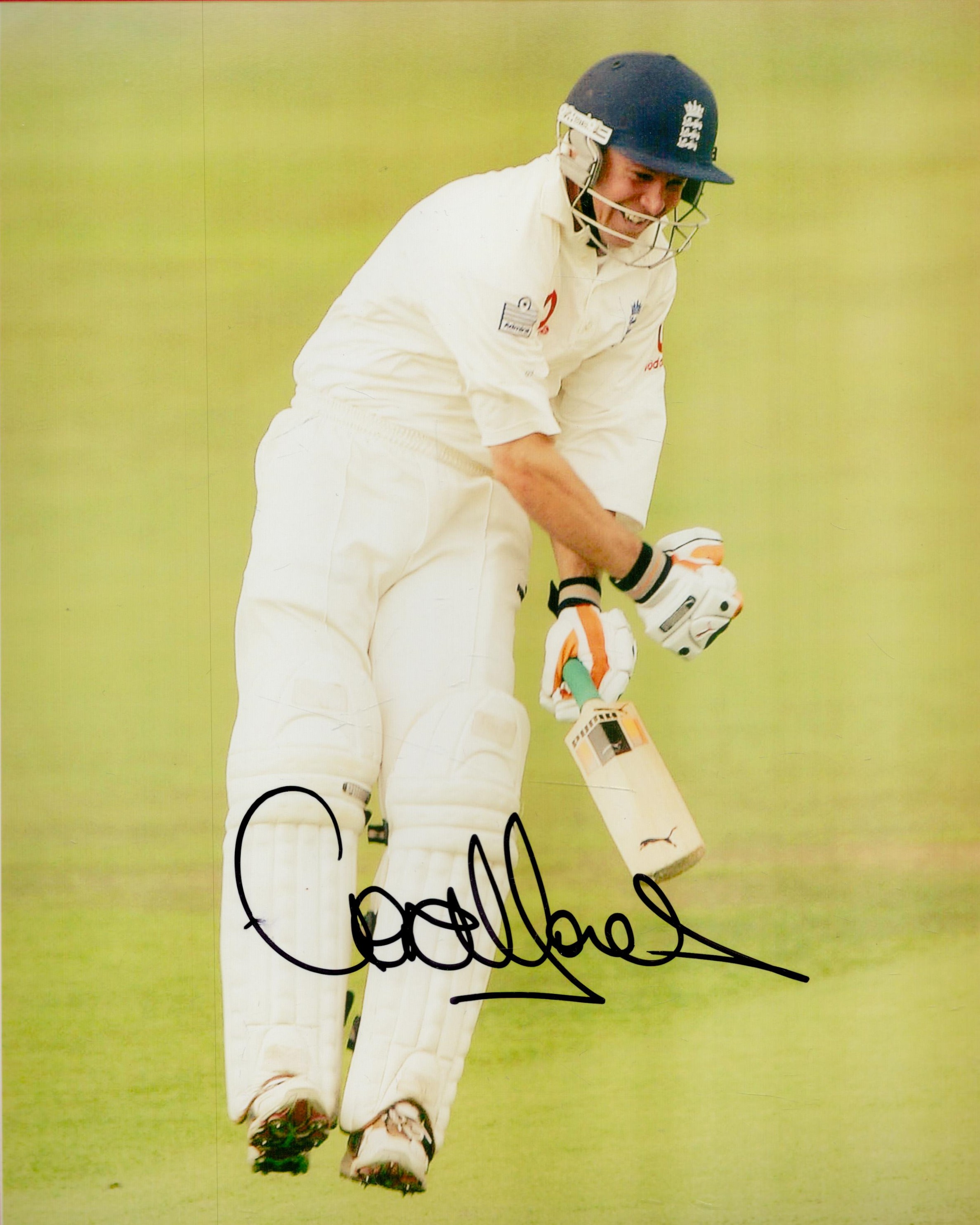 England Cricketer Geraint Jones Signed 10x8 inch Colour Test Cricket Photo. Signed in black ink.