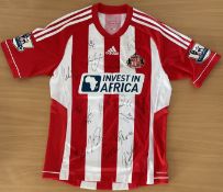 Football, 16 Signed Sunderland FC home Replica Jersey. Signatures Include Connor Wickham, Adam