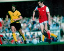 Former Arsenal Star Liam Brady Signed 10x8 inch Colour In Action Photo. Good condition. All