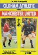 Football Oldham Athletic V Man Utd FA Cup Semi Final Matchday Programme 8/4/1990. Good condition.