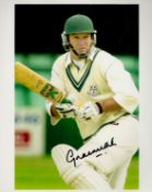 England Cricketer Graeme Ashley Hick MBE Signed 10x8 inch Colour Test Match Cricket Photo. Good