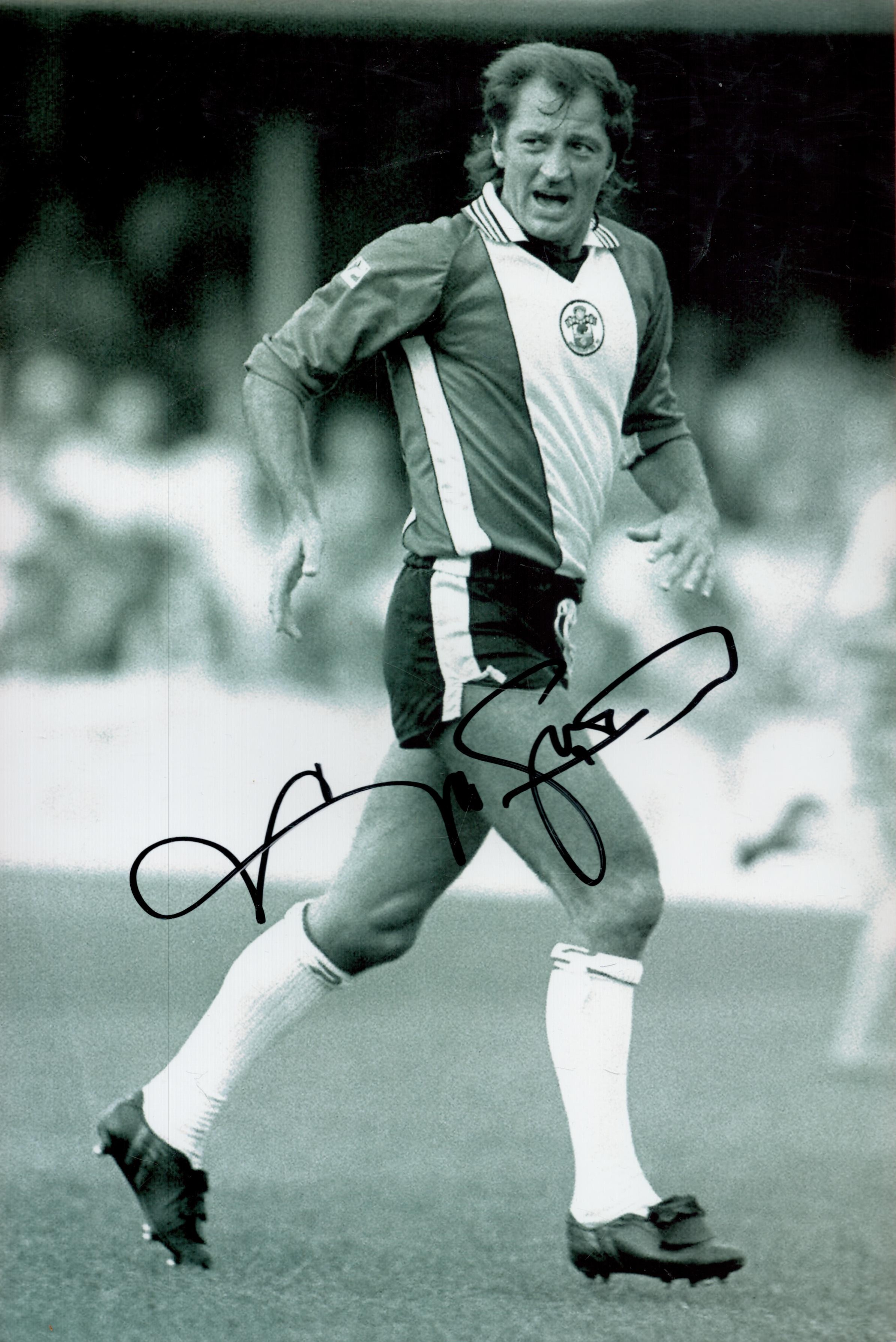 Former Southampton Star Frank Worthington Signed 12 x 8 inch Black and White Photo. Good