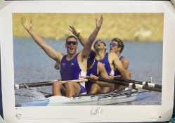 Olympics Rowing Matthew Pinsent Signed Big Blue Tube Edition colour Print. Limited Edition 334 of