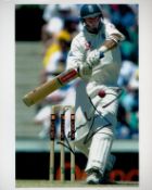 England Cricketer Nasser Hussain OBE Signed 10x8 inch Colour Test Match Cricket Photo. Good