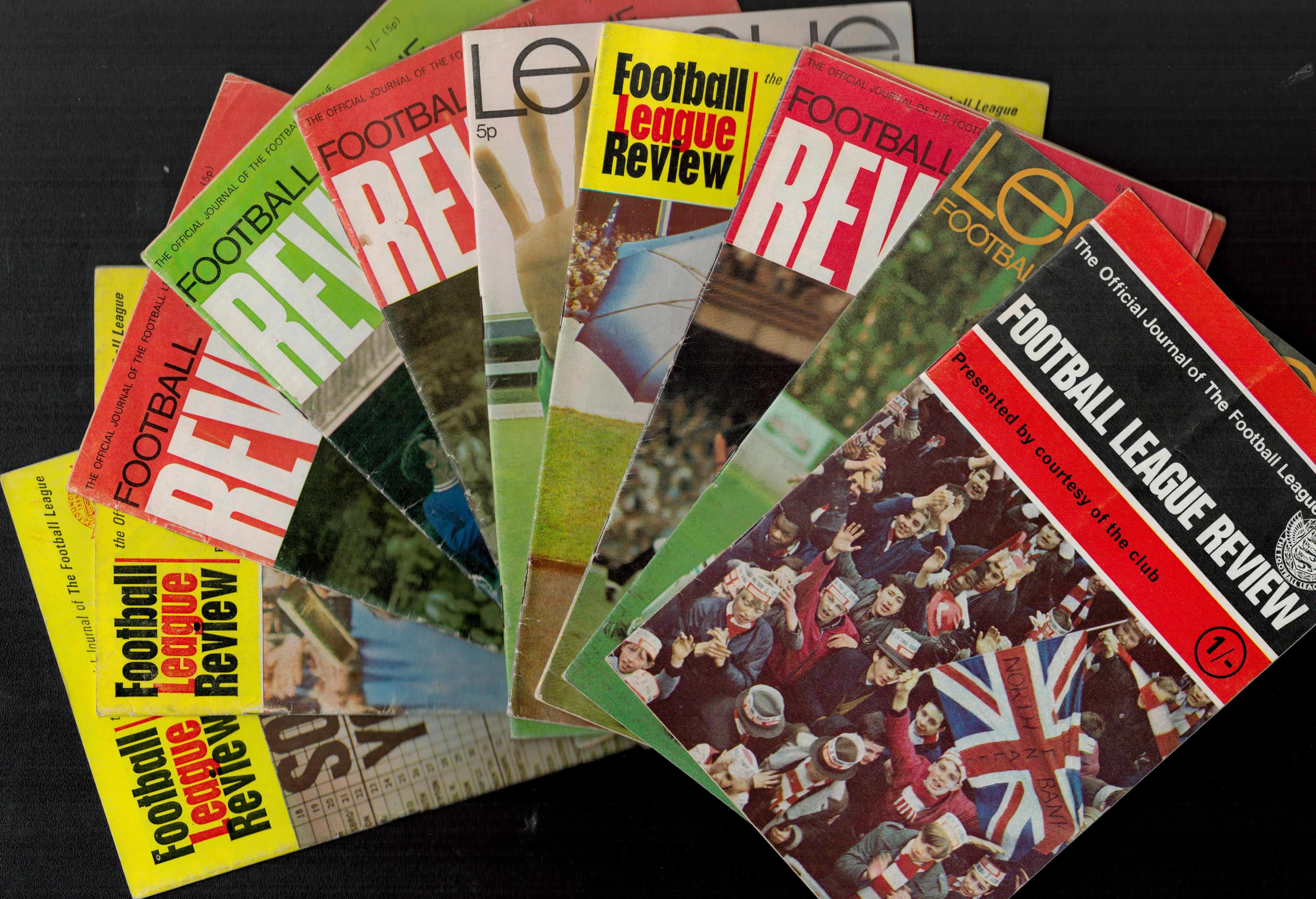 Football Collection 24 vintage League Review the Official Journal magazines dating from the