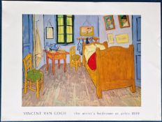 Vincent Van Gogh coloured print titled 'The Artist's Bedroom At Arles 1889. Approx 23 x 32. Good