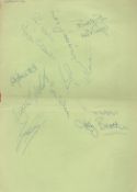 Ipswich Town FC vintage Signature collection on A4 sheet of Paper. Signatures include Paul Cooper,
