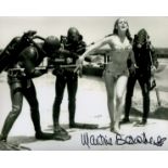 Martine Beswick signed 10 x 8 inch b/w beach scene fight with scuba divers. James Bond 007