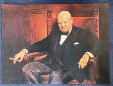 Arthur Pan 36x24 Colour Print of Sir Winston Churchill . Good Condition. All autographs come with