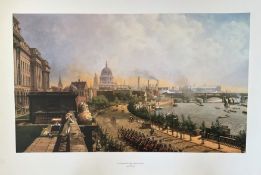 John O'Connor 33x23 Colour Print Titled 'The Embankment From Somerset House'. Good Condition. All