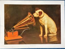 Francis Barraud coloured print titled 'His Master's Voice'. Approx 24 x 32. Good Condition. All