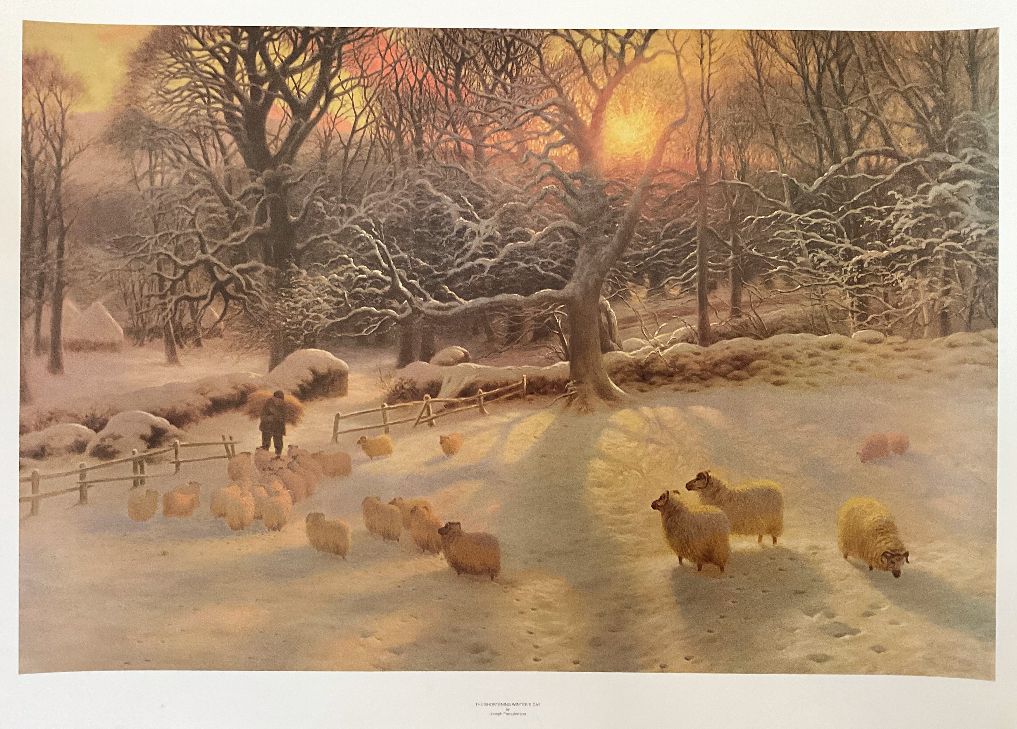 Joseph Farquharson 32x24 Colour Print Titled 'The Shortening Winter's Day'. Good Condition. All