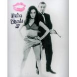 Martine Beswick signed 10 x 8 inch b/w with Sean Connery, with Pink lipstick kiss added. James