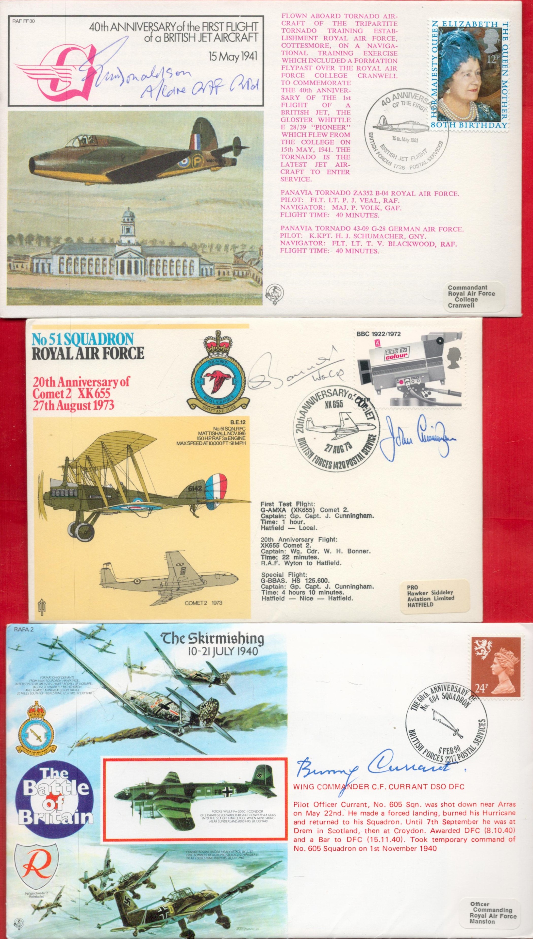 WW2 Battle of Britain fighter aces signed collection of six RAF covers signed by Frank Carey DFC DFM