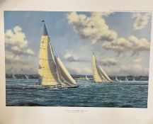 Kenneth Grant Colour Nautical print 22x29 titled 'Endeavour versus Velsheda Solent 1989'. Good
