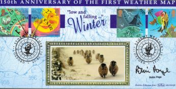 Robin Page signed 150th Anniversary of the First Weather Map Low and Falling Winter Benham FDC