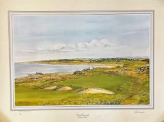 Bill Waugh Handsigned 33x24 Colour Print titled 'Royal Dornoch-The 10th, Fuaran. Good Condition. All