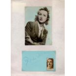 Danielle Darrieux signed 5x3 album page and 6x4 colour photo affixed to A4 sheet. Good Condition.