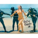 Martine Beswick signed 10 x 8 inch colour beach scene fight with scuba divers. James Bond 007