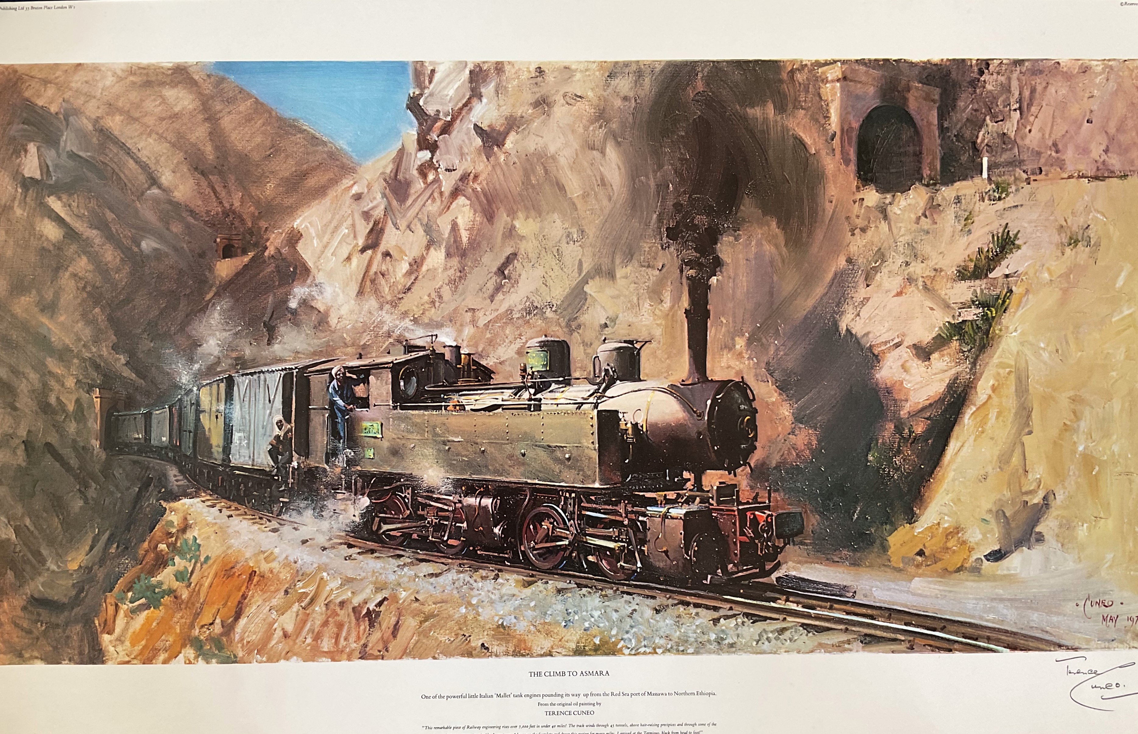 Terence Cuneo Handsigned 32x19 Colour Print Titled 'The Climb To Asmara'. Good Condition. All
