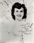 Deanna Durbin Signed 10x8 inch Black and White Photo. Signed in black ink. Dedicated. Good