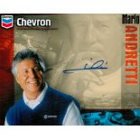 Motor Racing Mario Andretti signed 10 x 8 inch colour Chevron promo photo. . Good Condition. All