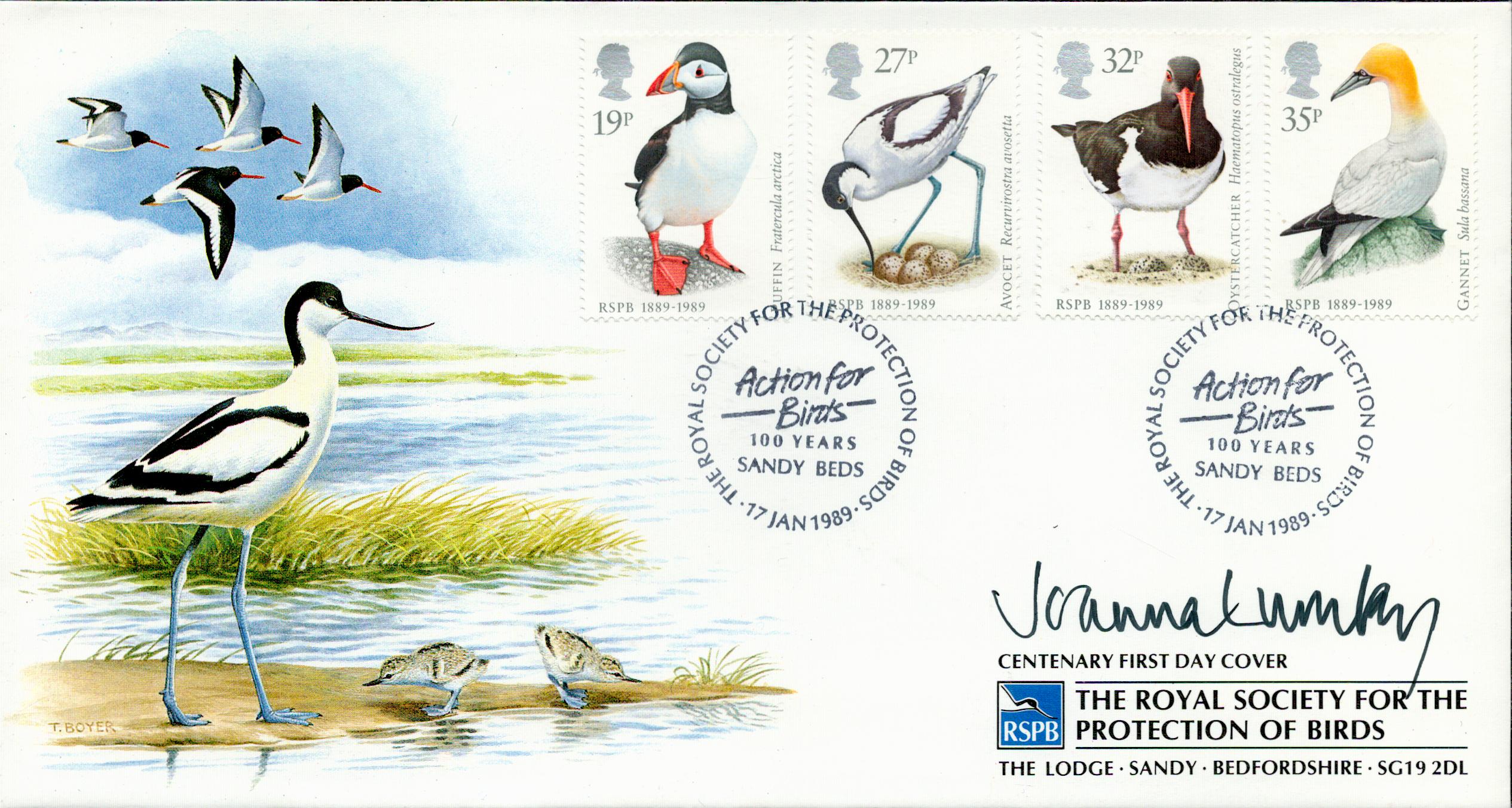 Joanna Lumley signed RSPB The Royal Society for the protection of birds centenary FDC double PM