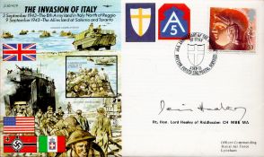 Rt. Hon Lord Healey of Riddlesden Signed The invasion of Italy FDC. British Stamp and PostmarkAll