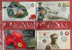 The Great War Centenary of WW1 1914 - 1918 Collection of FDCs Medallic FDCs and Miniature Stamp