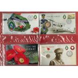 The Great War Centenary of WW1 1914 - 1918 Collection of FDCs Medallic FDCs and Miniature Stamp
