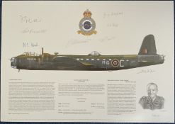 WW2 Multi-Signed Limited Edition Print 54/100 Short Stirling Mk I R9257 MG - C Aircraft History by M