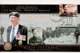 D-Day Veteran Eddie Hannath Signed D-Day FDC. Dominica Stamp and PostmarkAll autographs come with