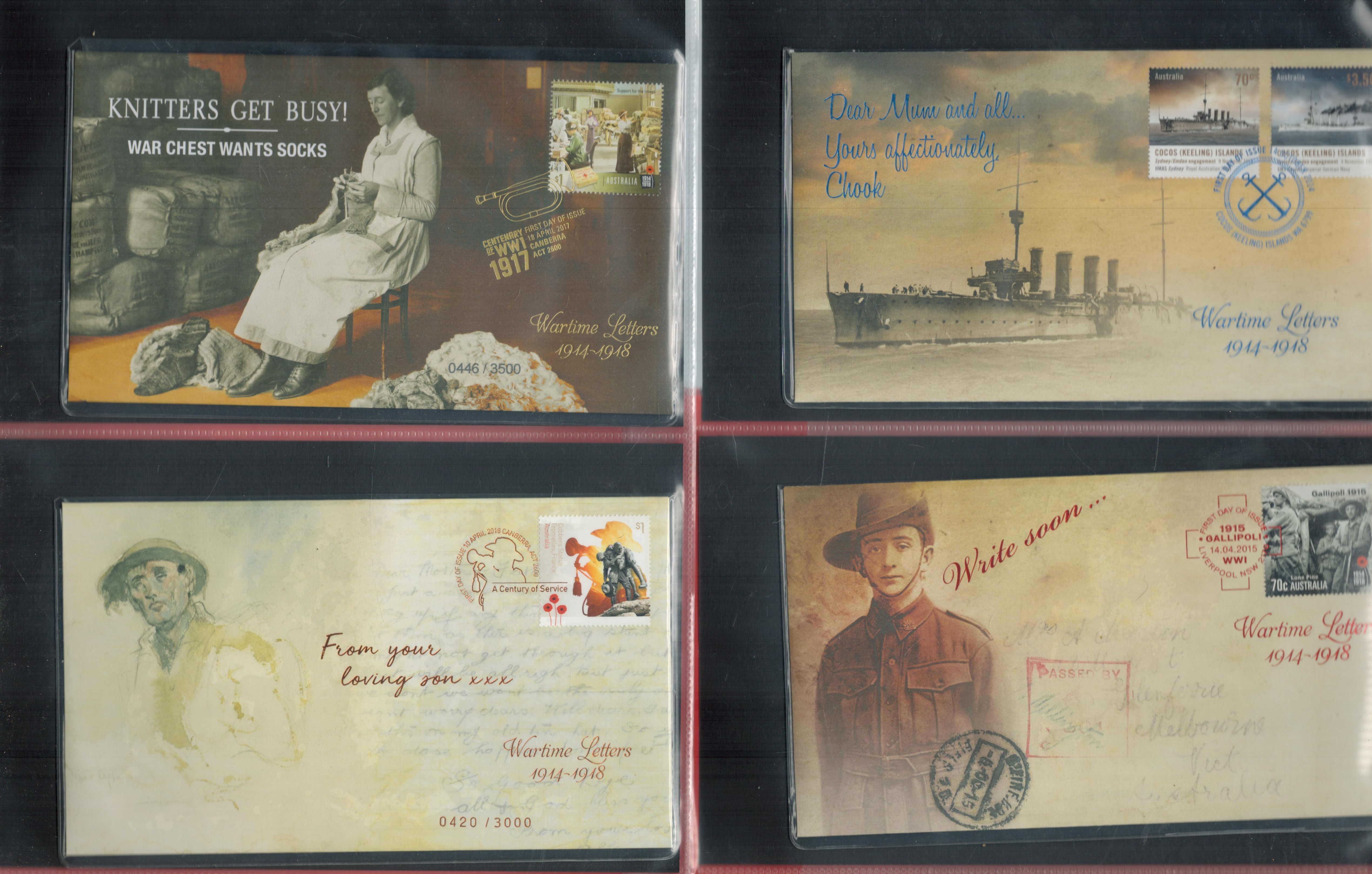 The Great War Anzac Collection of Assorted First Day Covers. Mint stamps. Postcards. Fantastic