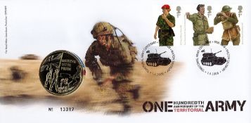 One Hundredth Anniv of the Territorial Army Philatelic Medallic Coin Cover By The Royal Mint. No