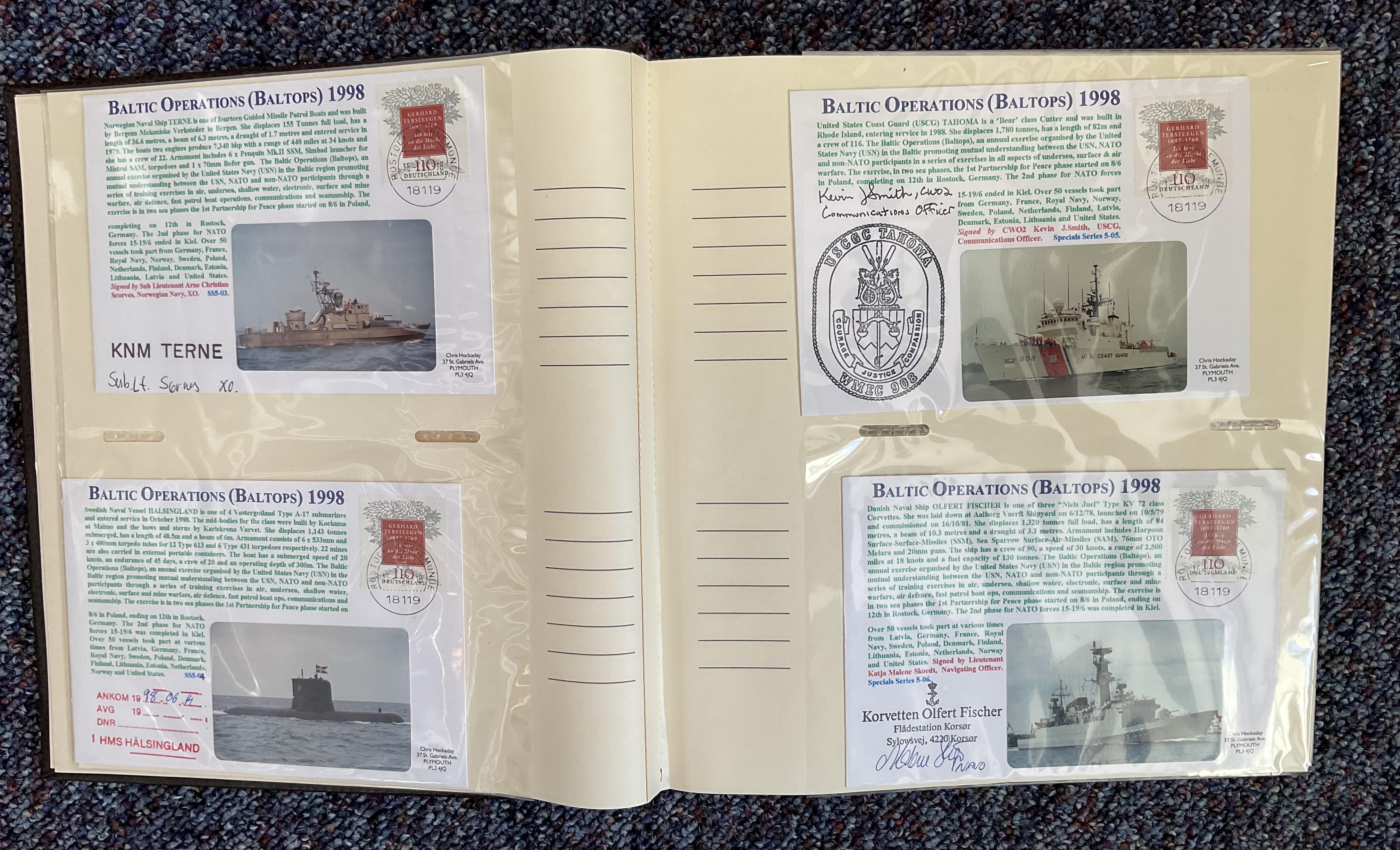 Fantastic Naval Collection of 95 Signed First Day Covers. Housed in a Lovely Photograph Album.
