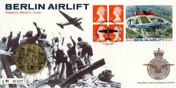 Berlin Airlift Philatelic Medallic Cover by The Royal Mint. No 00337. British Stamps with 12 May