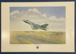 Two Signed John Larder Colour Print Titled Vulcan Thunder. Signed by the Artist and 101 Squadron
