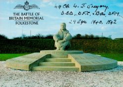 W.J. Gregory (29th Sqn) Signed The Battle of Britain Memorial 6x4 Colour PostcardAll autographs come