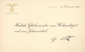 Adolf Hitler PRINTED Signature on a Personalised Card in german language. Good Printed signature.