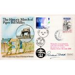 Captain Richard Todd Signed The Historic March of Piper Bill Millin FDC. Various Stamps and