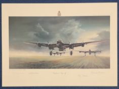 Bill Townsend, George Chalmers, Douglas Webb Signed Dambuster Take Off Colour Print. Further