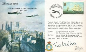 WW2 RAF ACM Sir Augustus Walker Signed 70th Anniversary of No 49 Squadron 15th April 1986 Flown